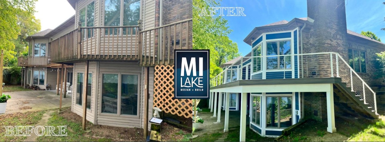 Premium lakefront deck transformation — before and after — Stevensville, Michigan